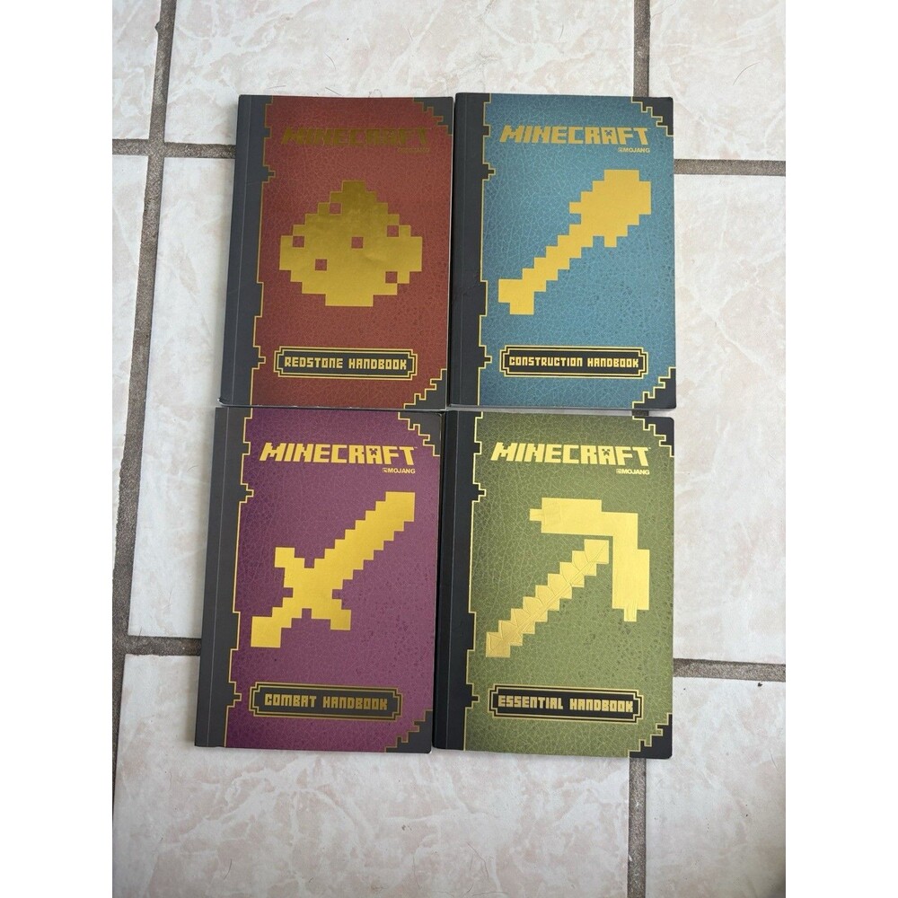 Complete Set of 4 Minecraft Handbook Combat• Essential•Construction• Redstone